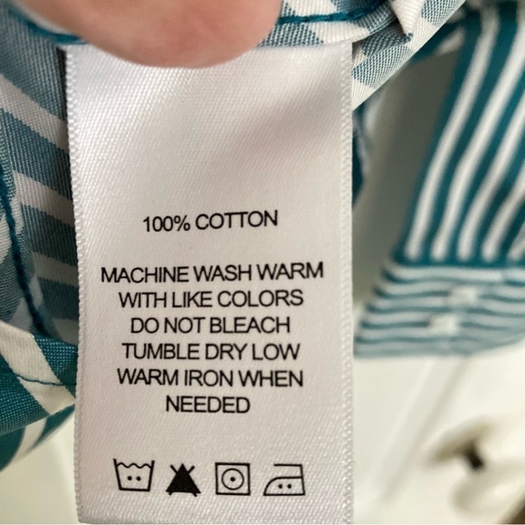 Fox Croft NYC Green/White Striped Heritage Non-Iron Button Down Shirt - Picture 12 of 13